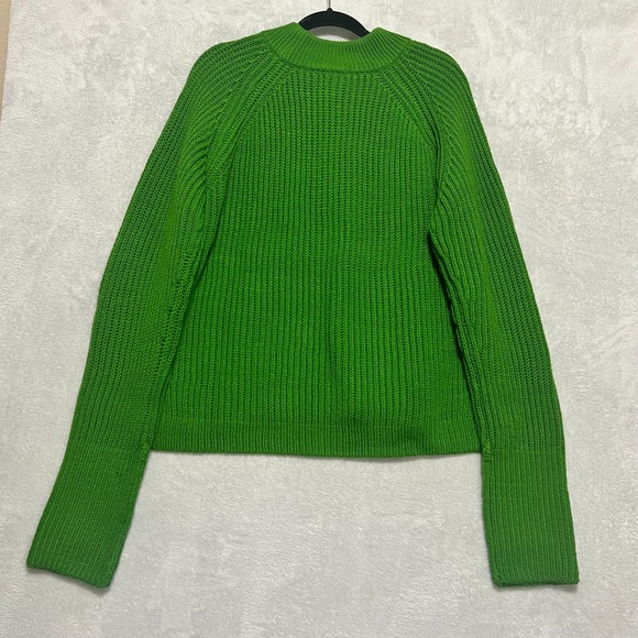 Club Monaco Oversized Shaker Knit Italian Yarn Wool Sweater Women's L Green Cozy - Picture 2 of 10